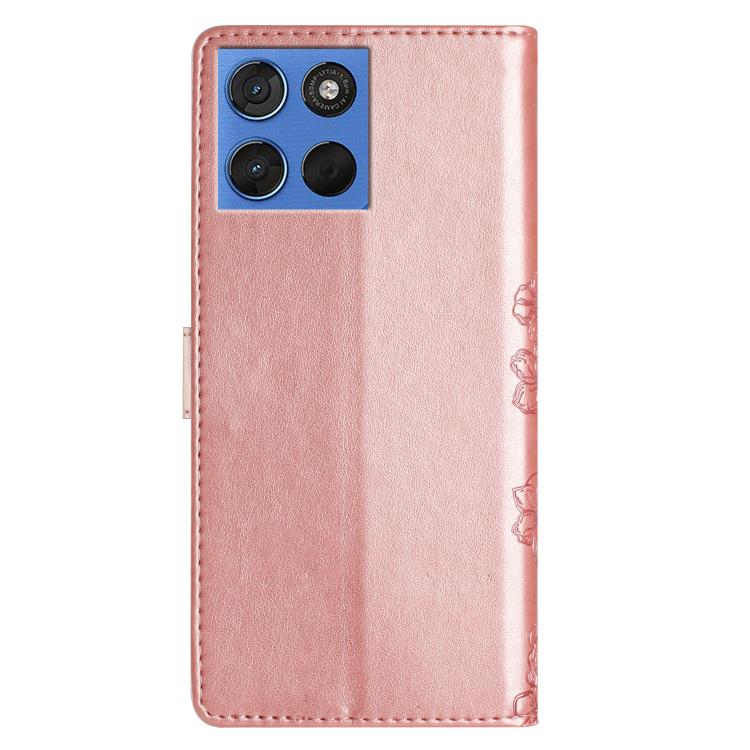 For Motorola Moto G57 5G Cherry Blossom Butterfly Skin Feel Embossed PU Phone Case