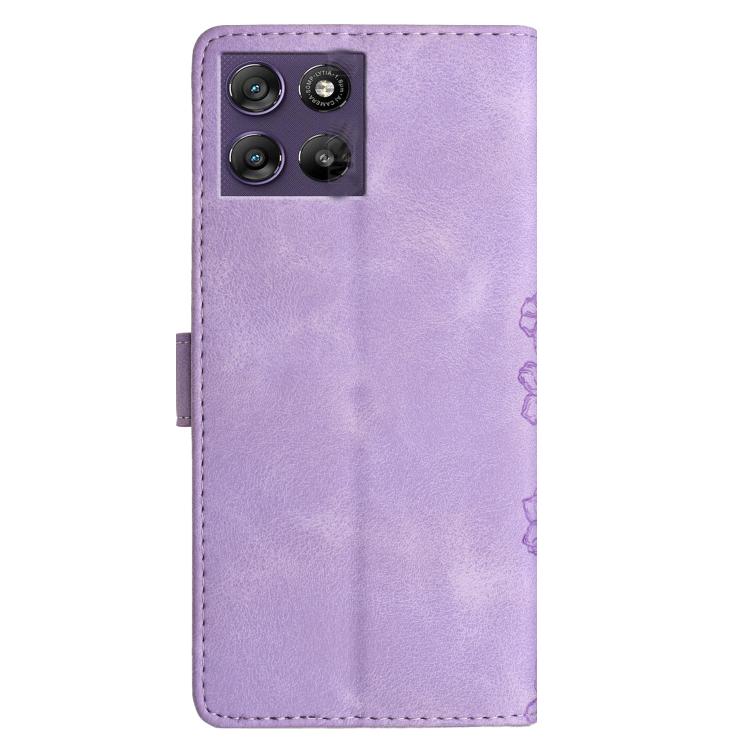 For Motorola Moto G67 Power 5G Cherry Blossom Butterfly Skin Feel Embossed PU Phone Case