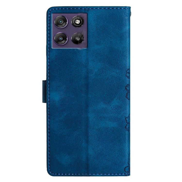 For Motorola Moto G67 Power 5G Cherry Blossom Butterfly Skin Feel Embossed PU Phone Case