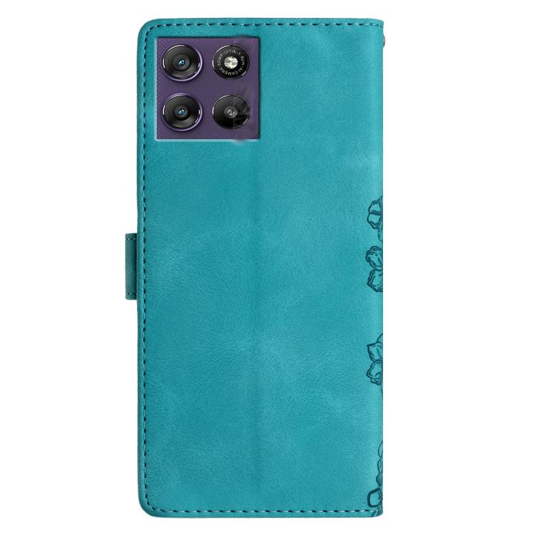 For Motorola Moto G67 Power 5G Cherry Blossom Butterfly Skin Feel Embossed PU Phone Case
