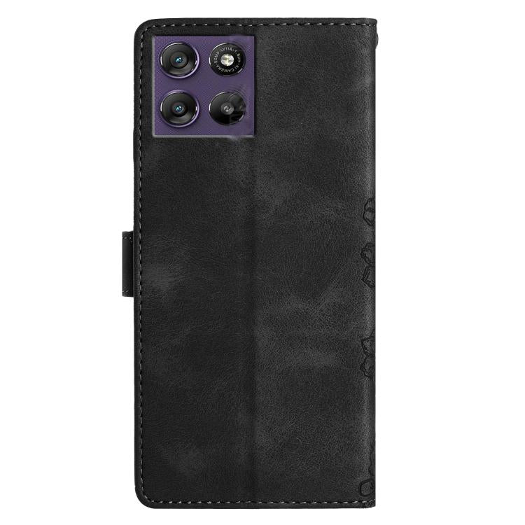 For Motorola Moto G67 Power 5G Cherry Blossom Butterfly Skin Feel Embossed PU Phone Case