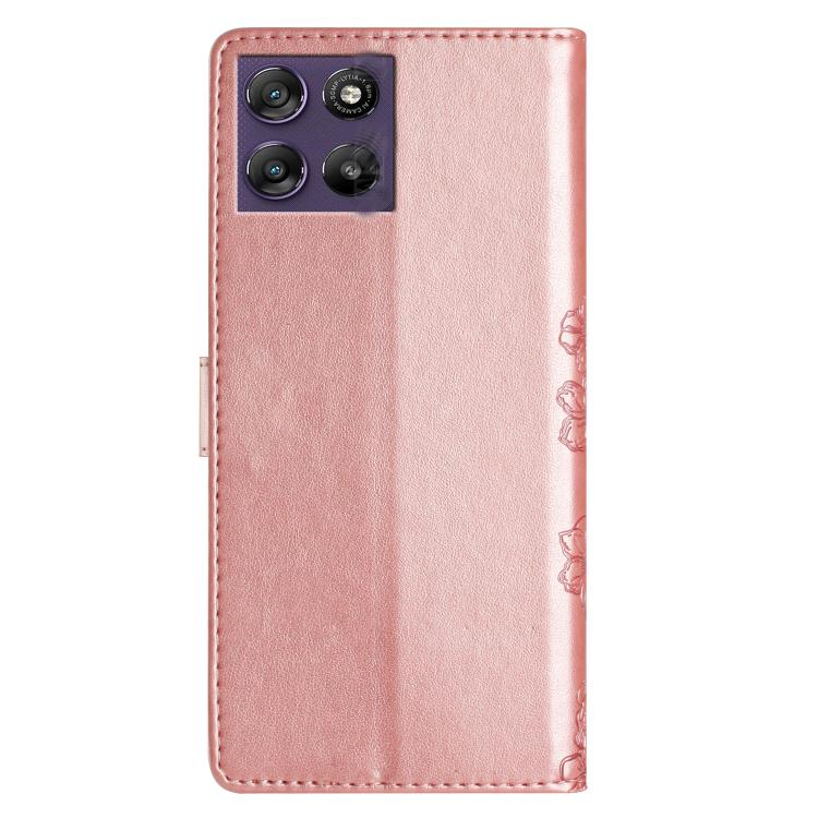 For Motorola Moto G67 Power 5G Cherry Blossom Butterfly Skin Feel Embossed PU Phone Case