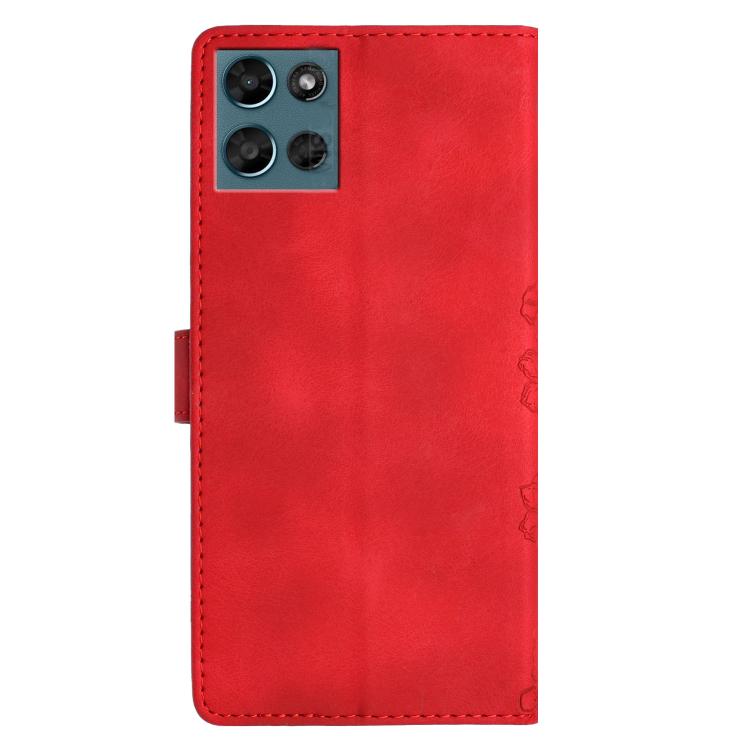 For Motorola Moto G Play 2025 Cherry Blossom Butterfly Skin Feel Embossed PU Phone Case
