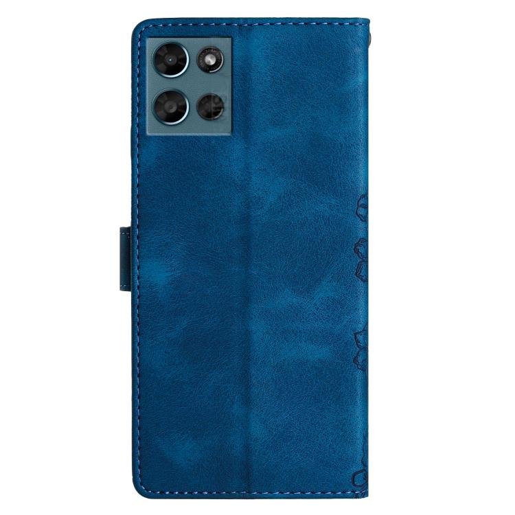 For Motorola Moto G Play 2025 Cherry Blossom Butterfly Skin Feel Embossed PU Phone Case