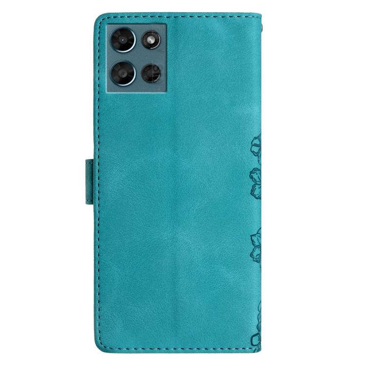For Motorola Moto G Play 2025 Cherry Blossom Butterfly Skin Feel Embossed PU Phone Case