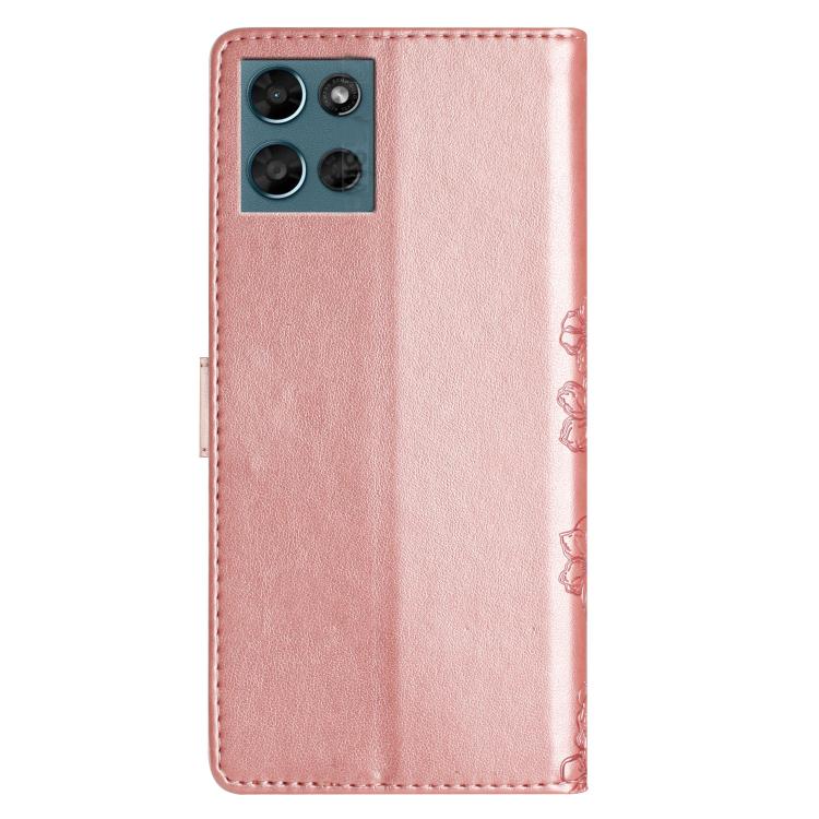For Motorola Moto G Play 2025 Cherry Blossom Butterfly Skin Feel Embossed PU Phone Case