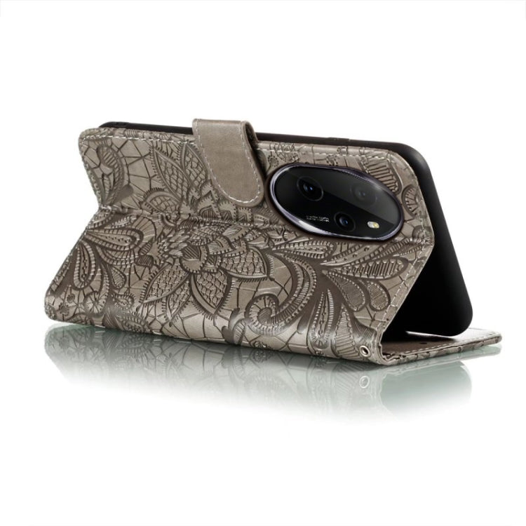 For Honor 100 Pro Lace Flower Embossing Flip Leather Phone Case