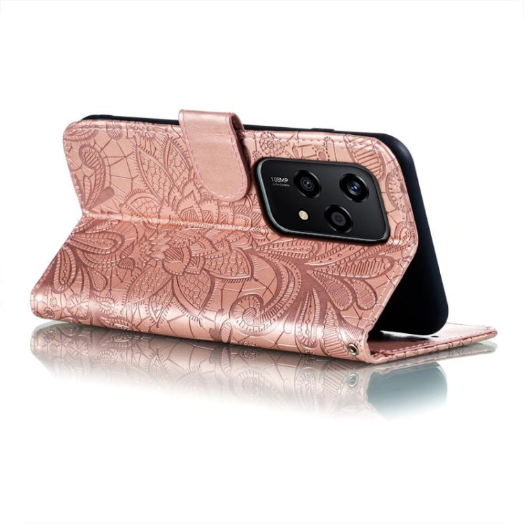 For Honor 200 Lite Global Lace Flower Embossing Flip Leather Phone Case