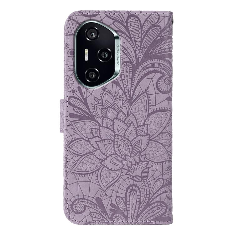 For Honor 400 Global 156.5mm Lace Flower Embossing Flip Leather Phone Case