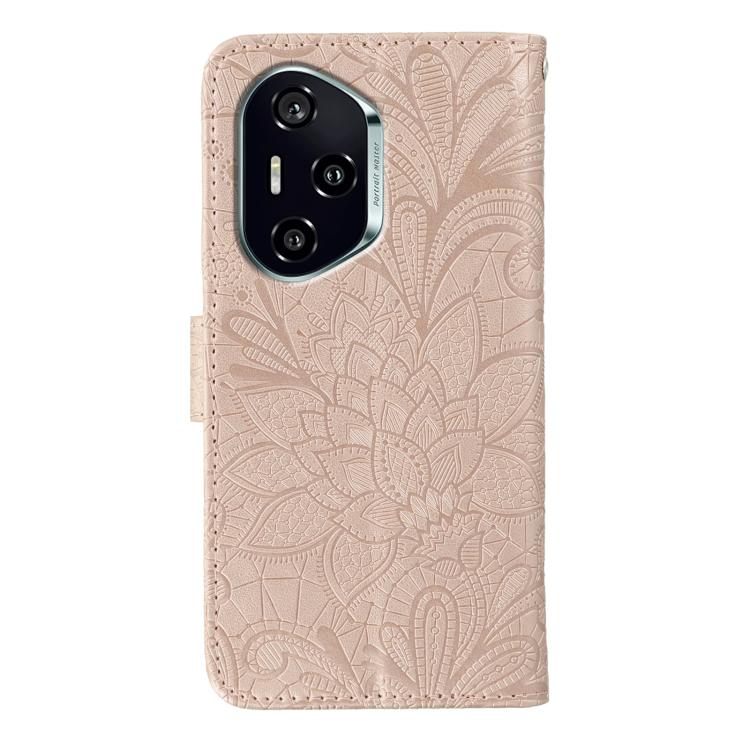 For Honor 400 Global 156.5mm Lace Flower Embossing Flip Leather Phone Case