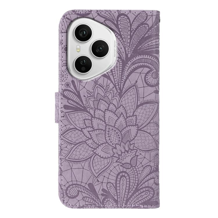 For Honor 400 Pro Global 160.8mm Lace Flower Embossing Flip Leather Phone Case