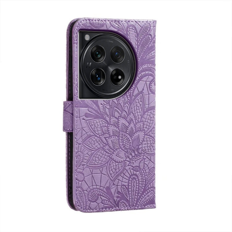 For OnePlus 12 Lace Flower Embossing Flip Leather Phone Case
