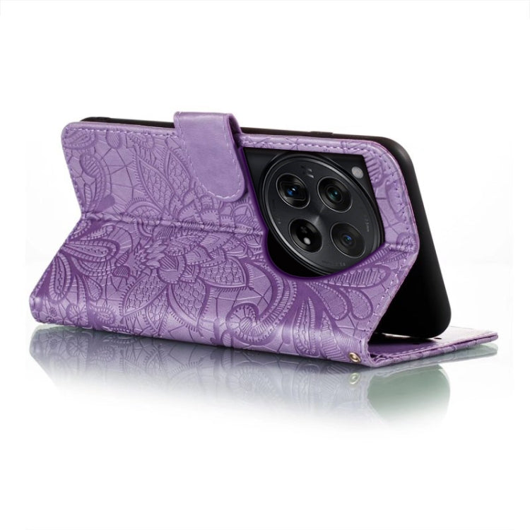 For OnePlus 12 Lace Flower Embossing Flip Leather Phone Case