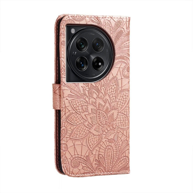For OnePlus 12 Lace Flower Embossing Flip Leather Phone Case