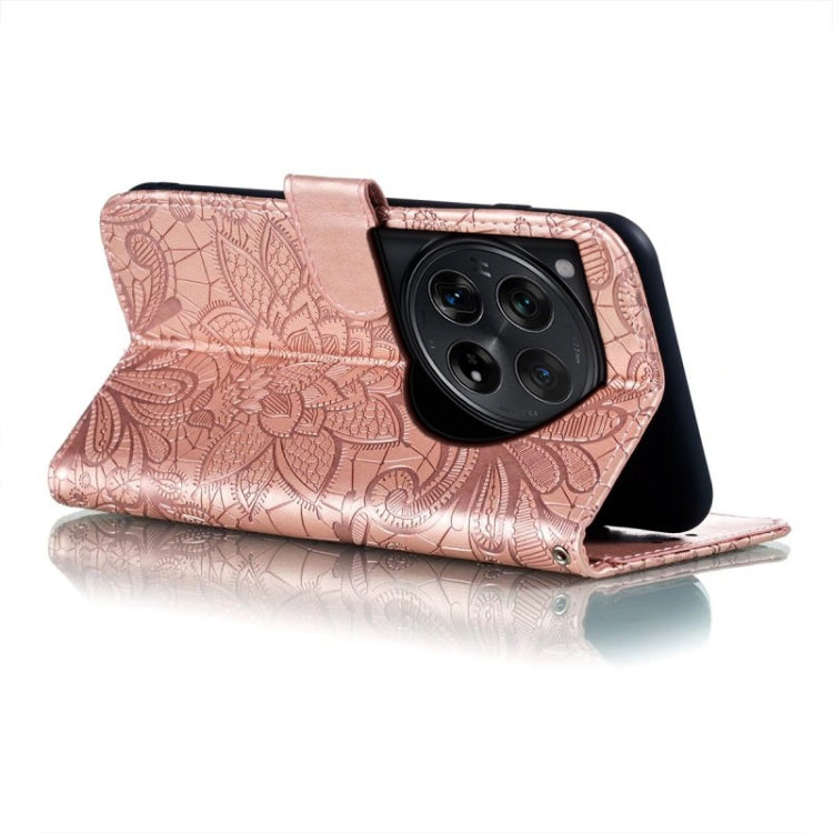 For OnePlus 12 Lace Flower Embossing Flip Leather Phone Case