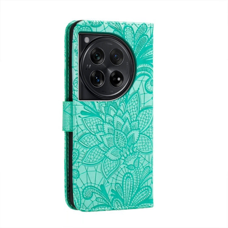 For OnePlus 12 Lace Flower Embossing Flip Leather Phone Case