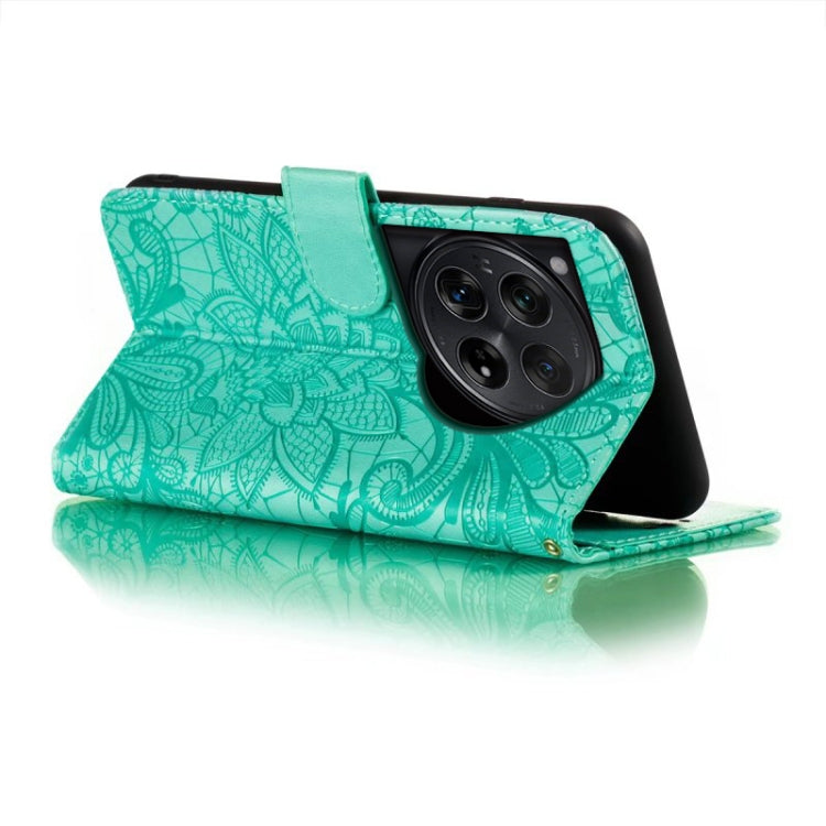 For OnePlus 12 Lace Flower Embossing Flip Leather Phone Case