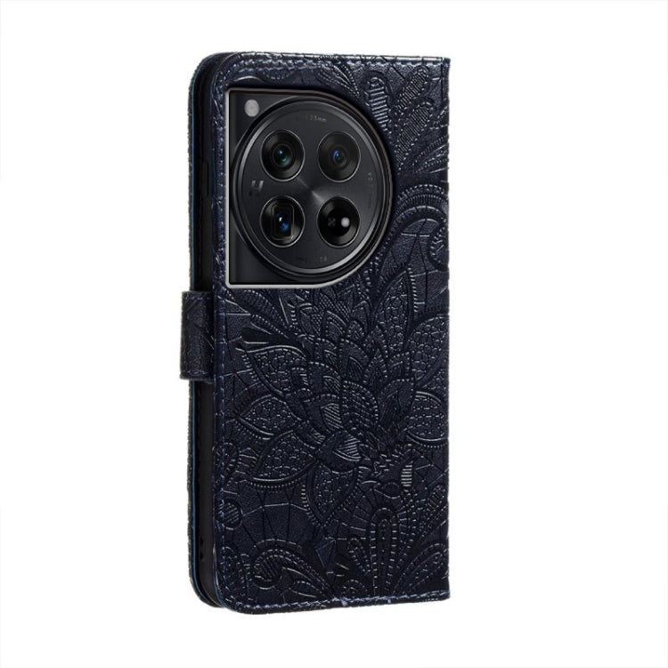 For OnePlus 12 Lace Flower Embossing Flip Leather Phone Case