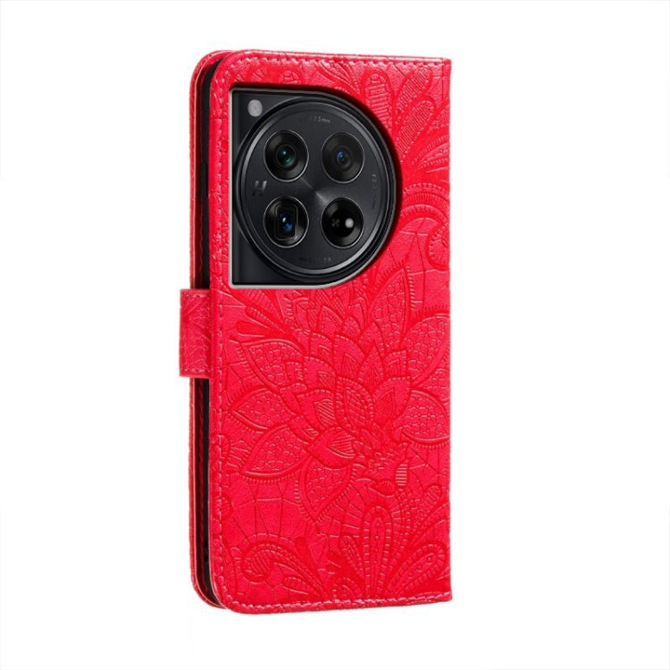 For OnePlus 12 Lace Flower Embossing Flip Leather Phone Case