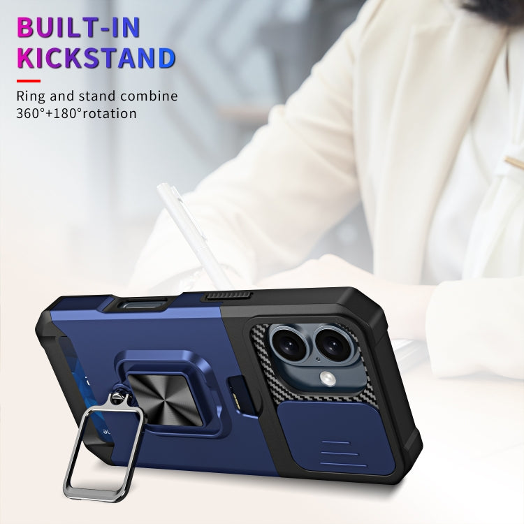For iPhone 16 Plus Camera Shield Card Slot PC+TPU Phone Case