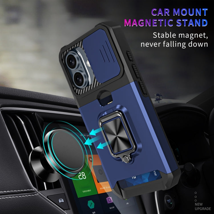 For iPhone 16 Plus Camera Shield Card Slot PC+TPU Phone Case
