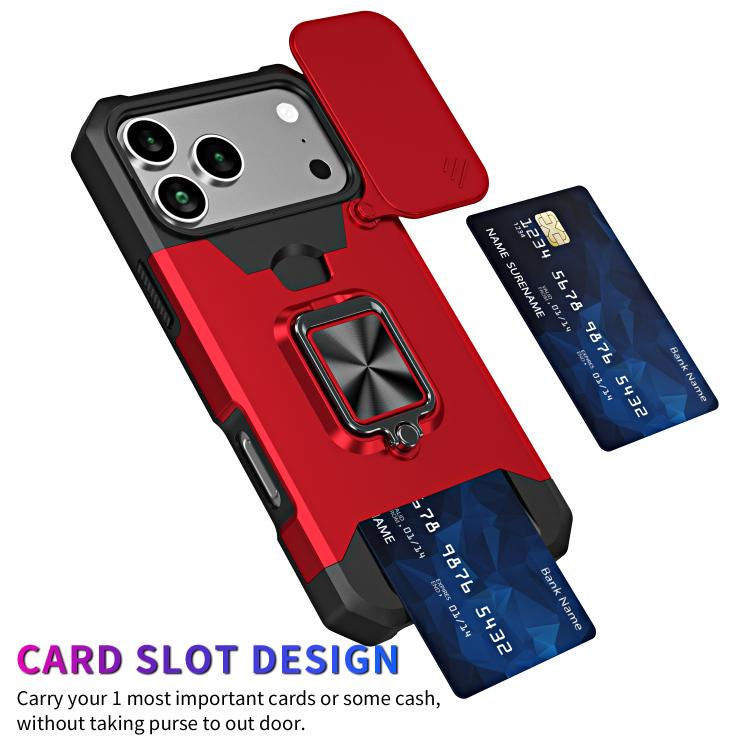 For iPhone 17 Pro Camera Shield Card Slot PC+TPU Phone Case