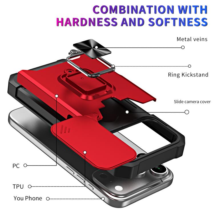 For iPhone 17 Pro Max Camera Shield Card Slot PC+TPU Phone Case