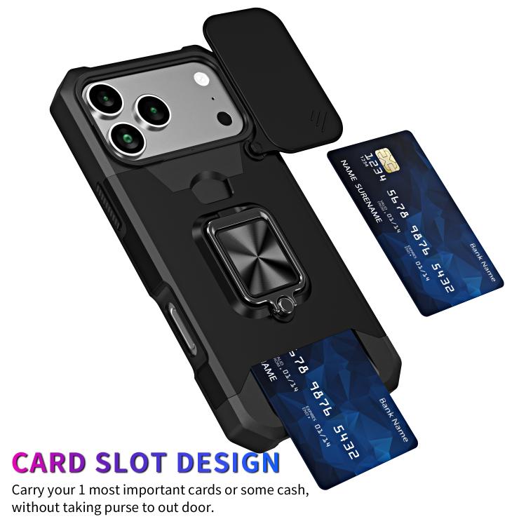 For iPhone 17 Pro Max Camera Shield Card Slot PC+TPU Phone Case
