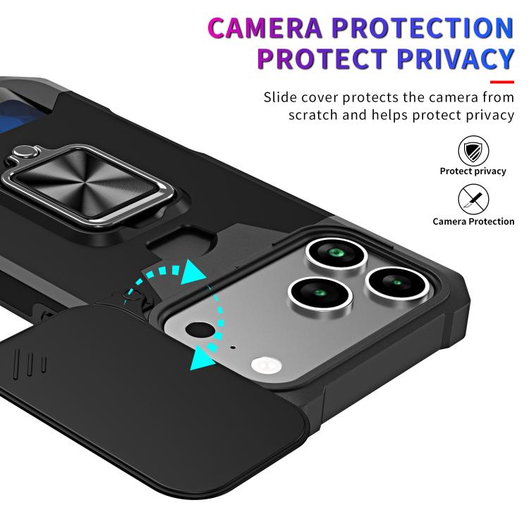 For iPhone 17 Pro Max Camera Shield Card Slot PC+TPU Phone Case