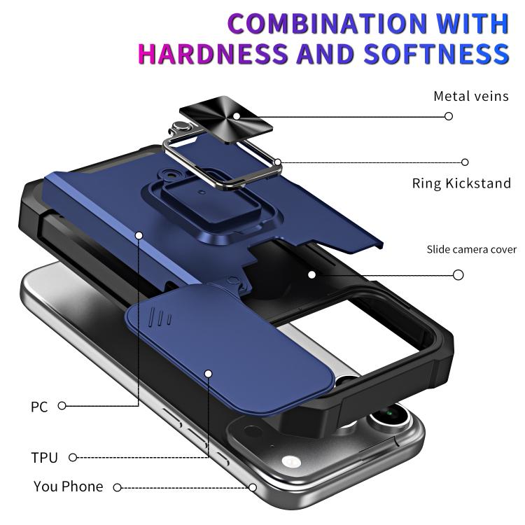For iPhone 17 Pro Max Camera Shield Card Slot PC+TPU Phone Case