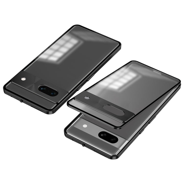 For Google Pixel 7a Snap Buckle Metal Frame Frosted Phone Case