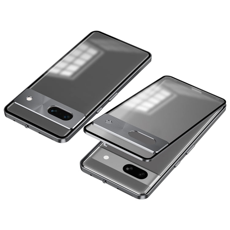 For Google Pixel 7a Snap Buckle Metal Frame Frosted Phone Case