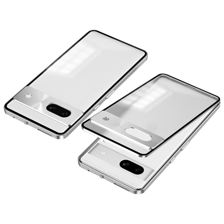 For Google Pixel 7a Snap Buckle Metal Frame Frosted Phone Case
