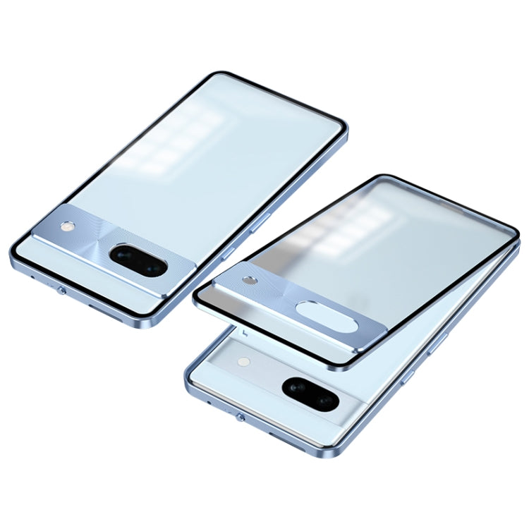 For Google Pixel 7a Snap Buckle Metal Frame Frosted Phone Case
