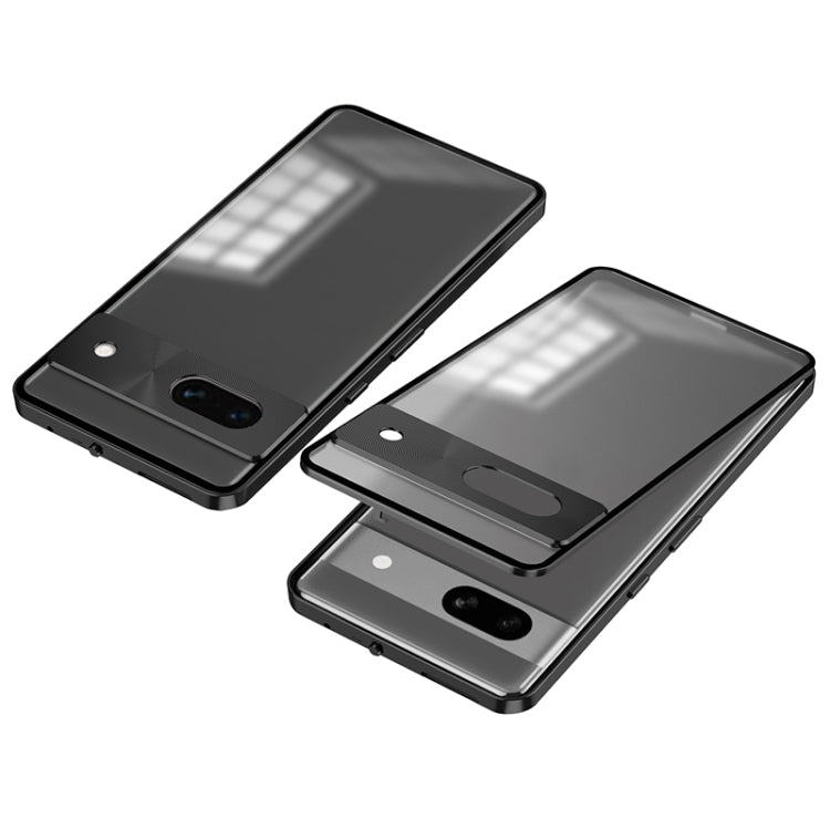 For Google Pixel 8a Snap Buckle Metal Frame Frosted Phone Case