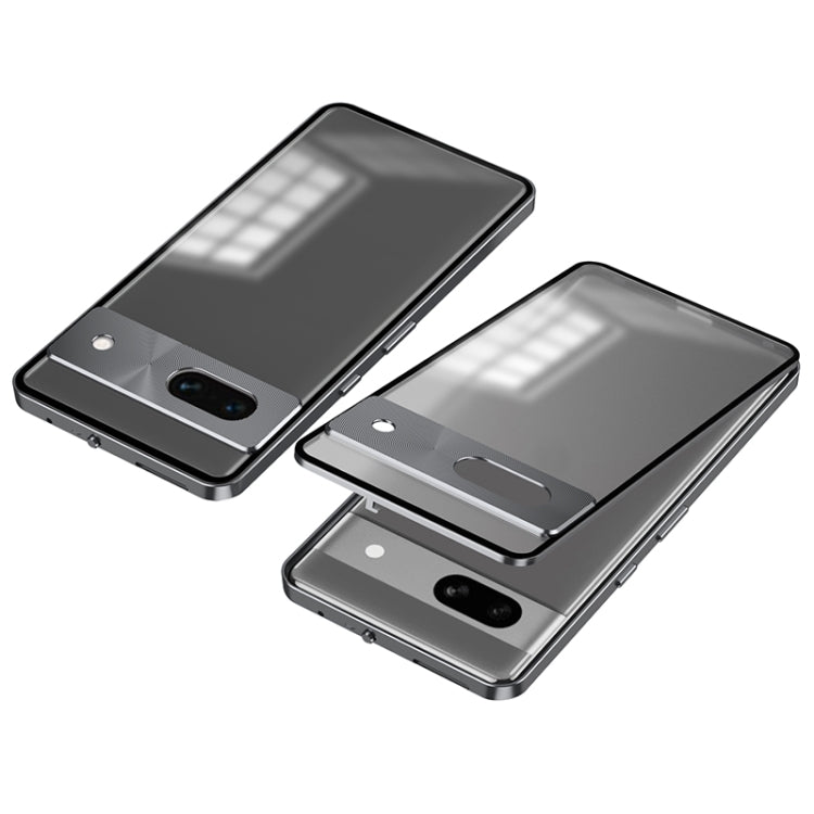 For Google Pixel 8a Snap Buckle Metal Frame Frosted Phone Case
