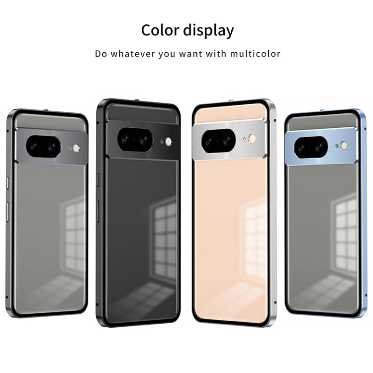 For Google Pixel 8a Snap Buckle Metal Frame Frosted Phone Case