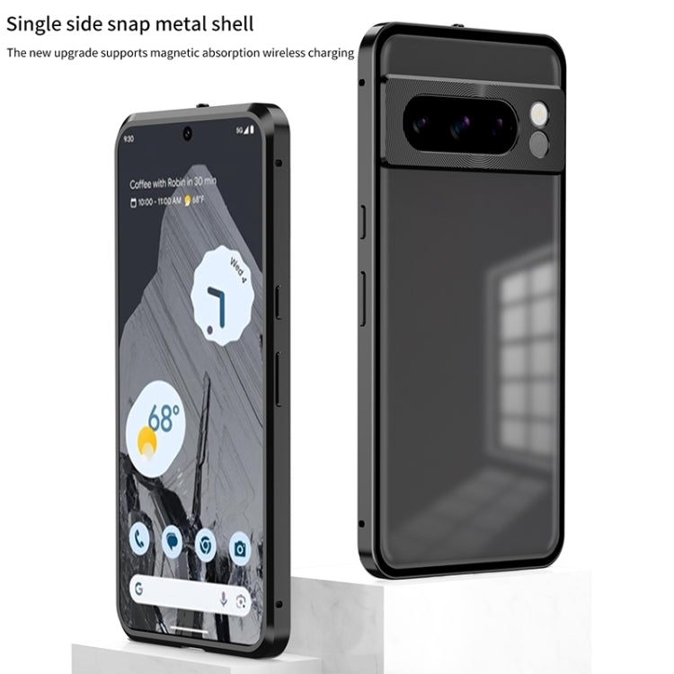 For Google Pixel 7 Snap Buckle Metal Frame Frosted Phone Case