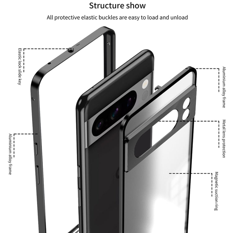 For Google Pixel 7 Pro Snap Buckle Metal Frame Frosted Phone Case