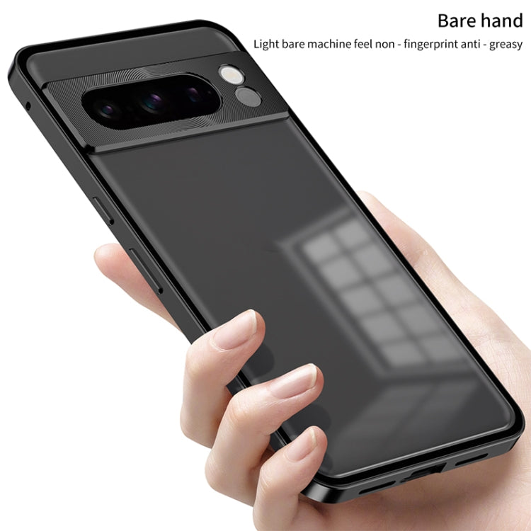 For Google Pixel 7a Snap Buckle Metal Frame Frosted Phone Case