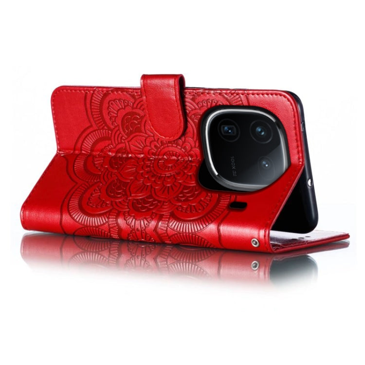 For vivo iQOO 12 Sun Mandala Embossing Pattern Phone Leather Case