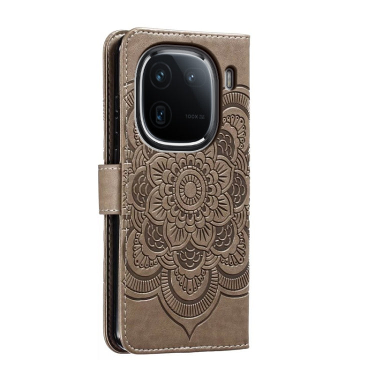 For vivo iQOO 12 Sun Mandala Embossing Pattern Phone Leather Case