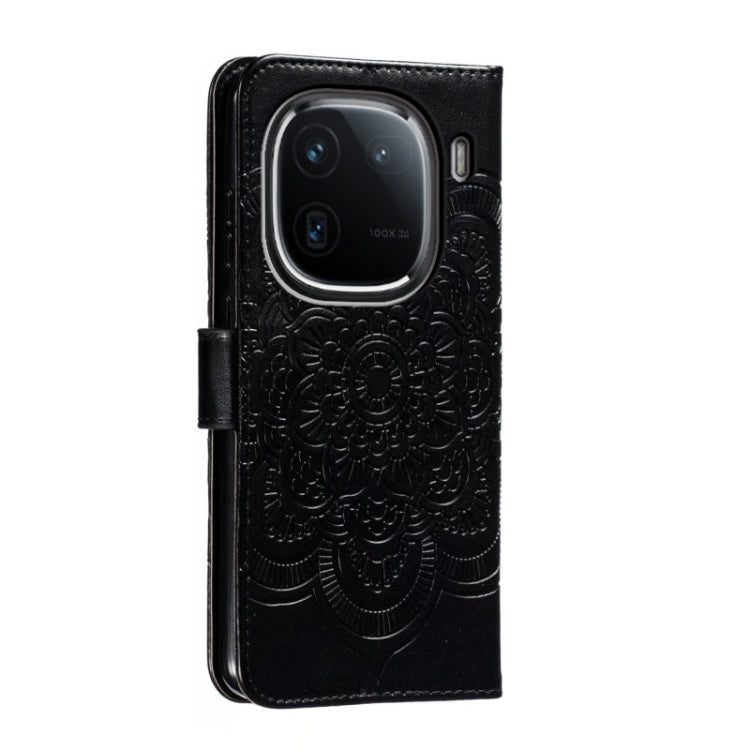 For vivo iQOO 12 Sun Mandala Embossing Pattern Phone Leather Case