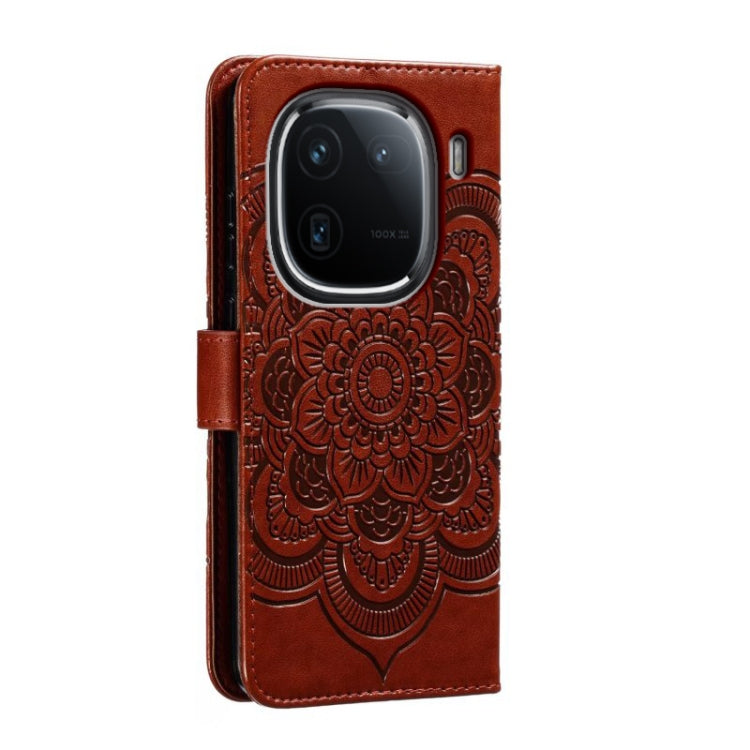 For vivo iQOO 12 Sun Mandala Embossing Pattern Phone Leather Case