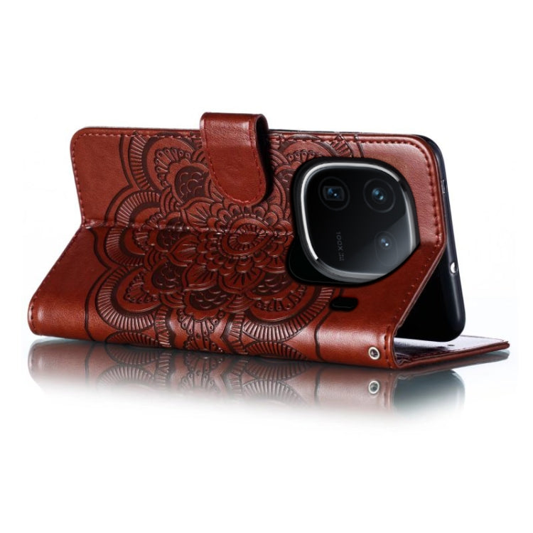 For vivo iQOO 12 Sun Mandala Embossing Pattern Phone Leather Case