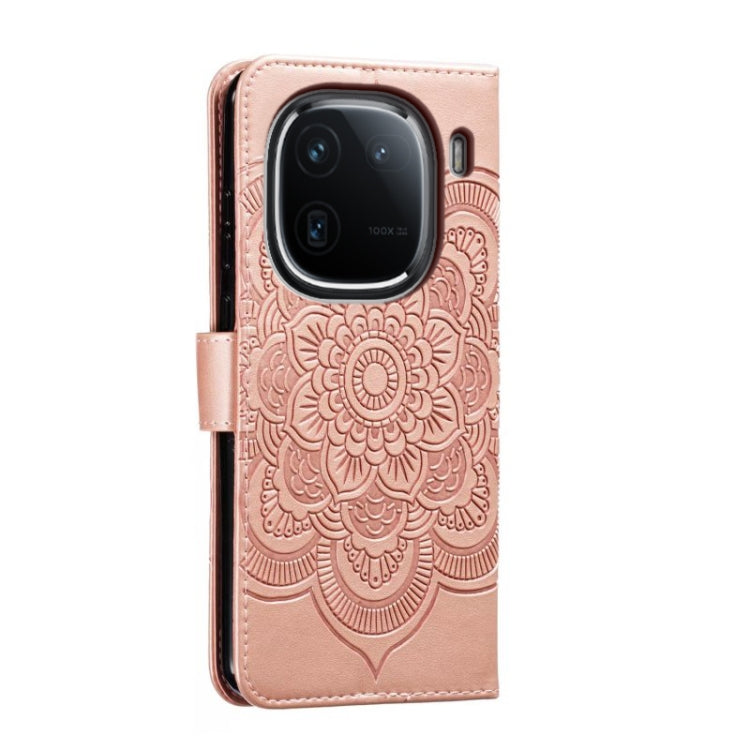 For vivo iQOO 12 Sun Mandala Embossing Pattern Phone Leather Case