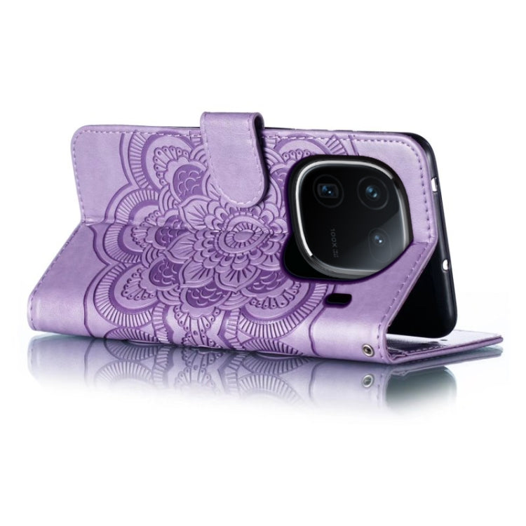 For vivo iQOO 12 Sun Mandala Embossing Pattern Phone Leather Case