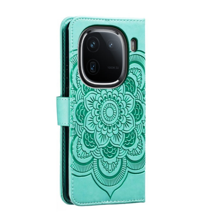 For vivo iQOO 12 Sun Mandala Embossing Pattern Phone Leather Case