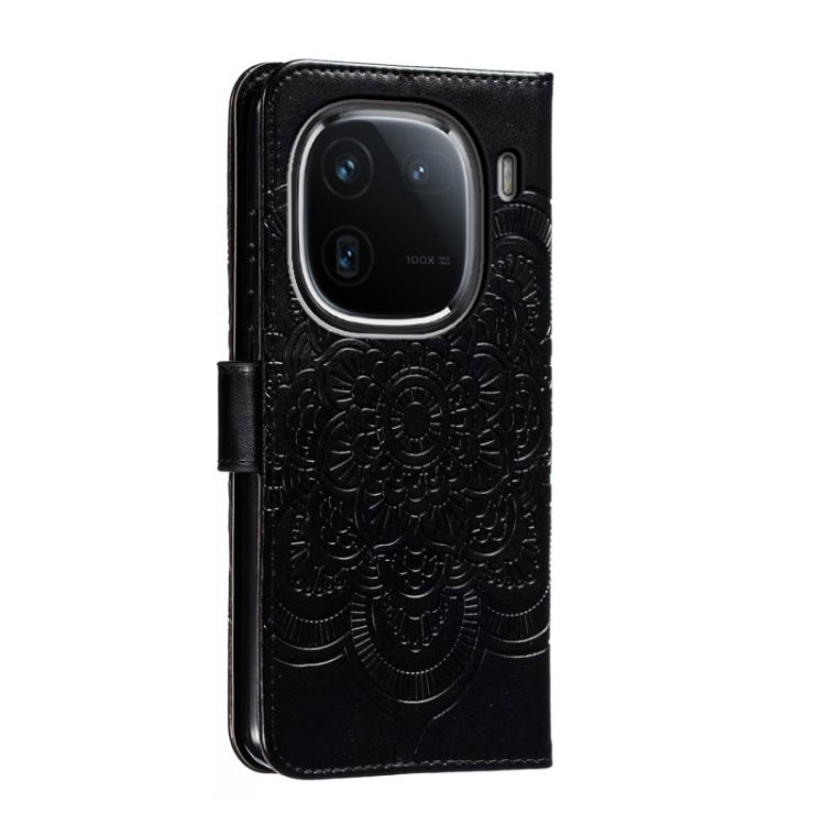For vivo iQOO 12 Pro Sun Mandala Embossing Pattern Phone Leather Case