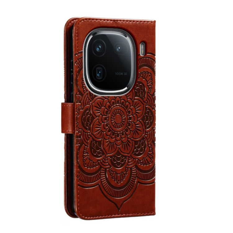 For vivo iQOO 12 Pro Sun Mandala Embossing Pattern Phone Leather Case